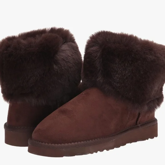 UNIONBAY Lou Lou Boots Ankle Boot Faux Suede Ugg Uggs Slippers Size 8.5 Mocha - Picture 5 of 9